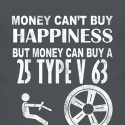 Money Cant Buy Happiness 1925 Cadillac Type V 63 Dark Distressed T Shi