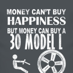 Money Cant Buy Happiness 1930 Lincoln Model L Dark Distressed T Shirt