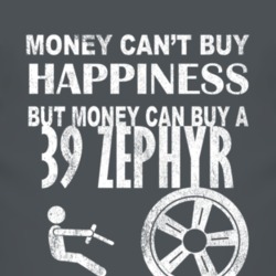 Money Cant Buy Happiness 1939 Lincoln Zephyr Dark Distressed T Shirt
