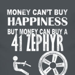 Money Cant Buy Happiness 1941 Lincoln Zephyr Dark Distressed T Shirt