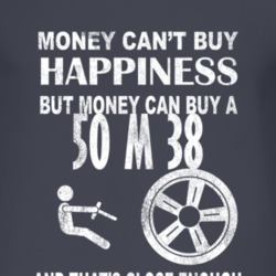 Money Cant Buy Happiness 1950 M 38 Dark Distressed T Shirt