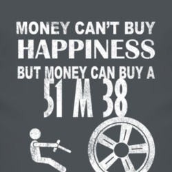 Money Cant Buy Happiness 1951 M 38 Dark Distressed T Shirt