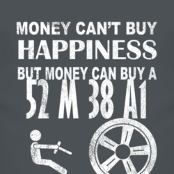 Money Cant Buy Happiness 1952 M 38 A1 Dark Distressed T Shirt