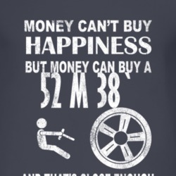 Money Cant Buy Happiness 1952 M 38` Dark Distressed T Shirt
