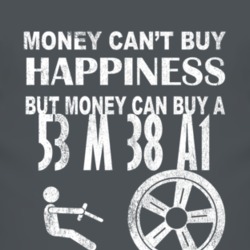 Money Cant Buy Happiness 1953 M 38 A1 Dark Distressed T Shirt