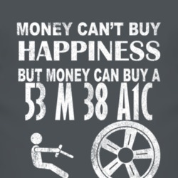 Money Cant Buy Happiness 1953 M 38 A1C Dark Distressed T Shirt