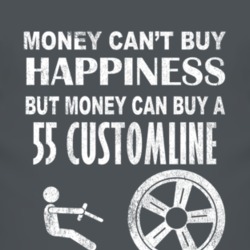Money Cant Buy Happiness 1955 Customline Dark Distressed T Shirt