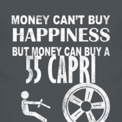 Money Cant Buy Happiness 1955 Lincoln Capri Dark Distressed T Shirt