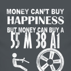 Money Cant Buy Happiness 1955 M 38 A1 Dark Distressed T Shirt