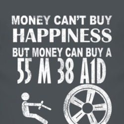 Money Cant Buy Happiness 1955 M 38 A1D Dark Distressed T Shirt