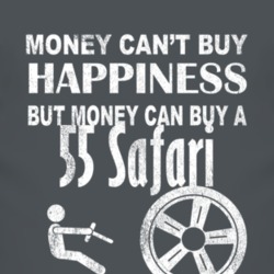Money Cant Buy Happiness 1955 Pontiac Safari Dark Distressed T Shirt