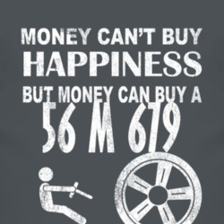 Money Cant Buy Happiness 1956 M 679 Dark Distressed T Shirt