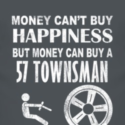 Money Cant Buy Happiness 1957 Chevy Townsman Dark Distressed T Shirt