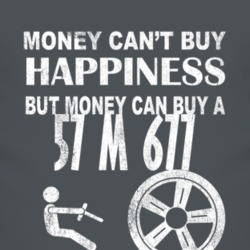 Money Cant Buy Happiness 1957 M 677 Dark Distressed T Shirt