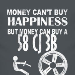 Money Cant Buy Happiness 1958 CJ 3B Dark Distressed T Shirt