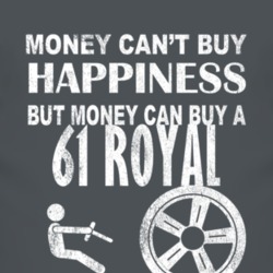 Money Cant Buy Happiness 1961 Chrysler Royal Dark Distressed T Shirt