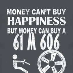 Money Cant Buy Happiness 1961 M 606 Dark Distressed T Shirt