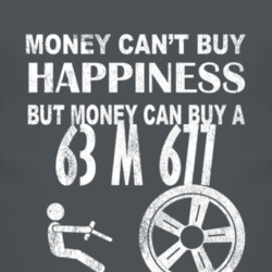 Money Cant Buy Happiness 1963 M 677 Dark Distressed T Shirt