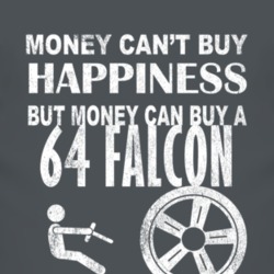 Money Cant Buy Happiness 1964  FALCON Dark Distressed T Shirt
