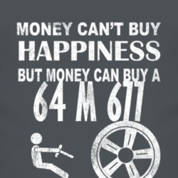 Money Cant Buy Happiness 1964 M 677 Dark Distressed T Shirt