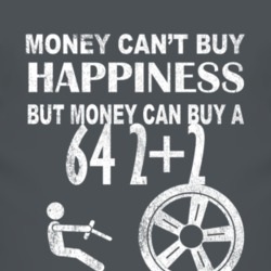 Money Cant Buy Happiness 1964 Pontiac 2+2 Dark Distressed T Shirt