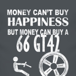 Money Cant Buy Happiness 1966 GT42 Dark Distressed T Shirt
