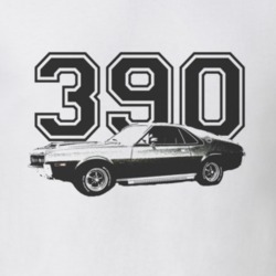 1969 AMCRambler Side Black Graphic Engine Size T Shirt
