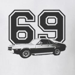 1969 AMC Rambler Side Black Graphic Year T Shirt