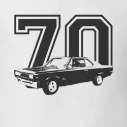 1970 AMC REBEL Side View Black Graphic Year Light T Shirt