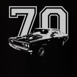 1970 AMC Rebel Machine White Graphc Dark Tee T Shirt