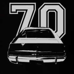 1970 AMC AMX Rear White Graphic Year Dark T Shirt