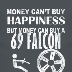 Money Cant Buy Happiness 1969  FALCON Dark Distressed T Shirt