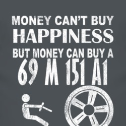 Money Cant Buy Happiness 1969 M 151 A1 Dark Distressed T Shirt