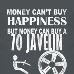 Money Cant Buy Happiness 1970 AMC JAVELIN Dark Distressed T Shirt