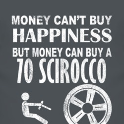 Money Cant Buy Happiness 1970 Chevy Scirocco Dark Distressed T Shirt