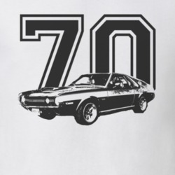 1970 AMC AMX Side Black Graphic Year T Shirt
