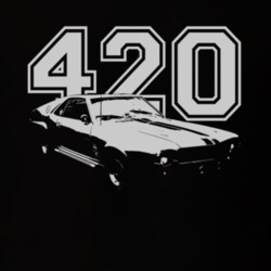 1969 AMC AMX Side White Graphic Engine Size Dark T Shirt