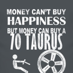 Money Cant Buy Happiness 1970 Taurus Dark Distressed T Shirt