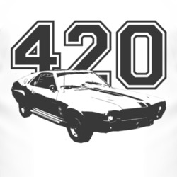 1969 AMC AMX Side Black Graphic Engine Size Light T Shirt