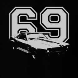1969 AMC AMX Side White Graphic Year Dark T Shirt