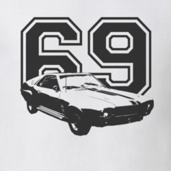 1969 AMC AMX Side Black Graphic Year Light T Shirt
