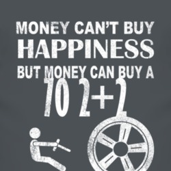Money Cant Buy Happiness 1970 Pontiac 2+2 Dark Distressed T Shirt
