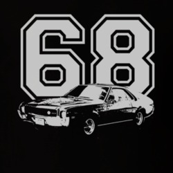 1968 AMC AMX Side White Graphic Year Dark T Shirt