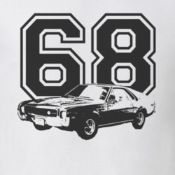 1968 AMC AMX Side Black Graphic Year T Shirt