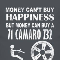 Money Cant Buy Happiness 1971 CHEVY CAMARO Z28 Dark Distressed T Shirt