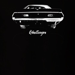 1972 Challenger Rear View With Model Dark Color T Shirt