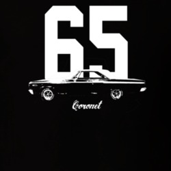 1965 Coronet Side View With Year And Model Dark Color T Shirt