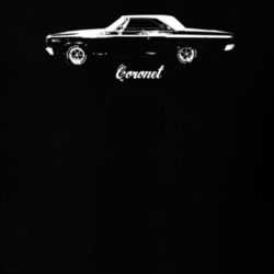1965 Coronet Side View With Model Dark Color T Shirt