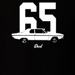 1965 Dart Side View With Year And Model Dark Color T Shirt