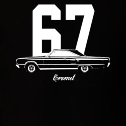 1967 Coronet Side View With Year And Model Dark Color T Shirt